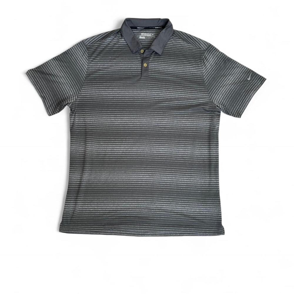 Nike Golf Dri-Fit grey striped golf polo shirt Size XXL